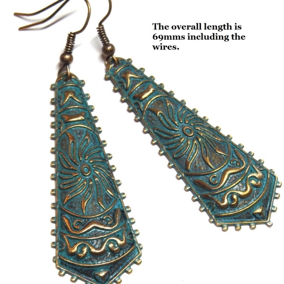 FASHION JEWELRY TURQUOISE and COPPER LONG EARRING COLLECTION - Picture 5 of 16